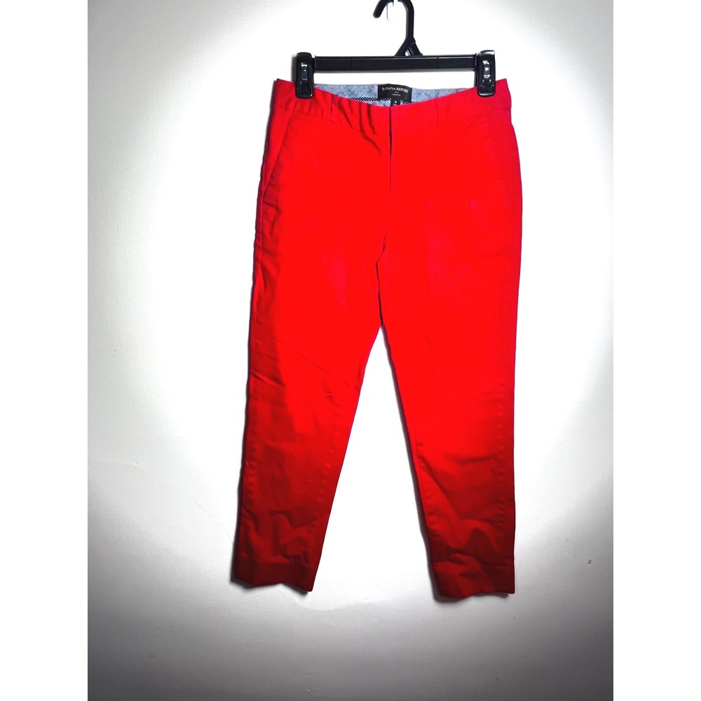 Banana Republic Hampton Red Chino Cropped Straight Leg Ankle Pants Womens Size 0